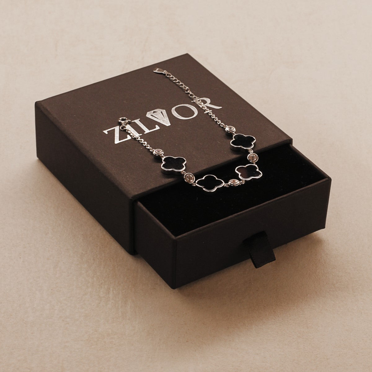 Kleeblatt Armband mit natürlichen Achat-Steinen aus 925 Silber für Damen