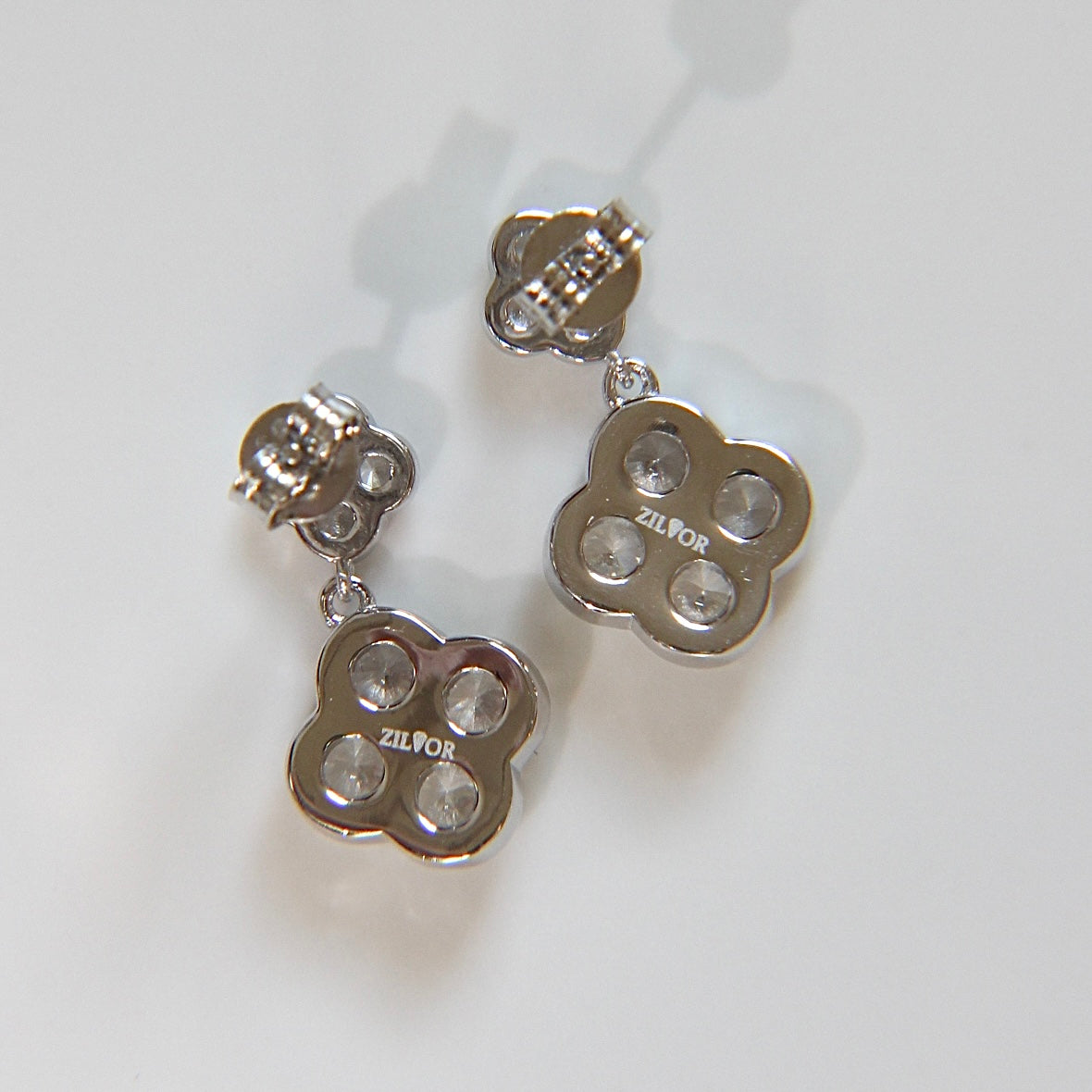 Kleeblatt Ohrringe mit Zirkonia Steinen aus 925 Silber für Damen
