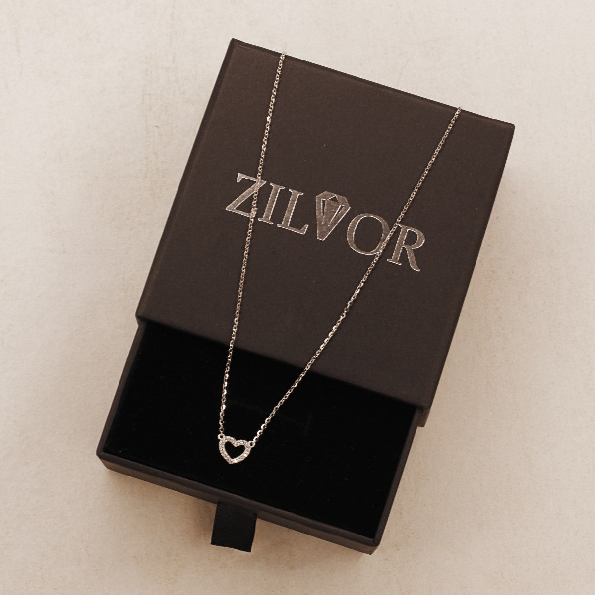 Herz-Kette aus 925 Silber mit Zirkonia