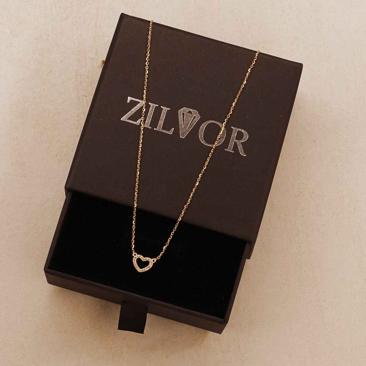 Vergoldete Herz-Kette aus 925 Silber mit Zirkonia – Pure Heart von ZILVOR