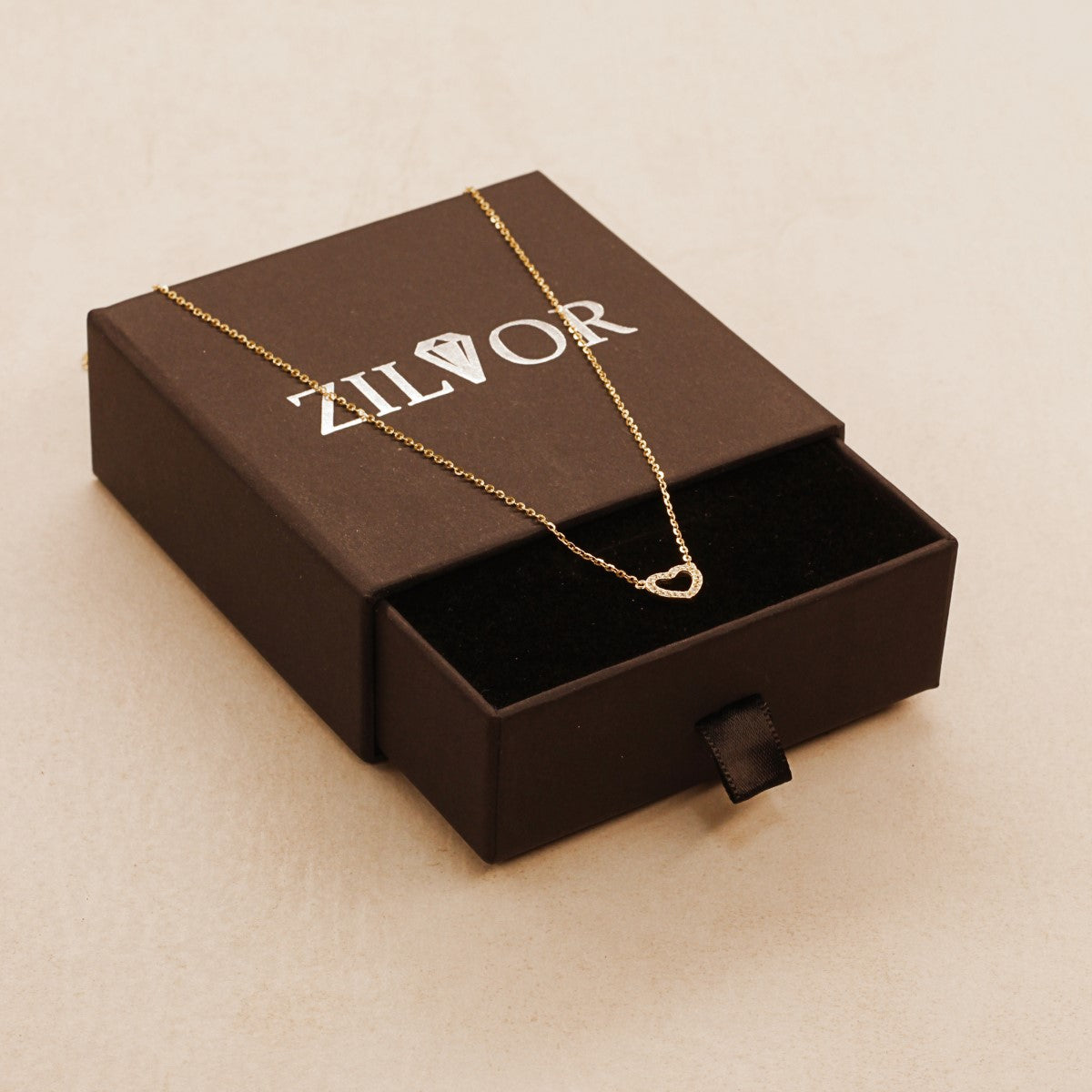 Vergoldete Herz-Kette aus 925 Silber mit Zirkonia – Pure Heart von ZILVOR