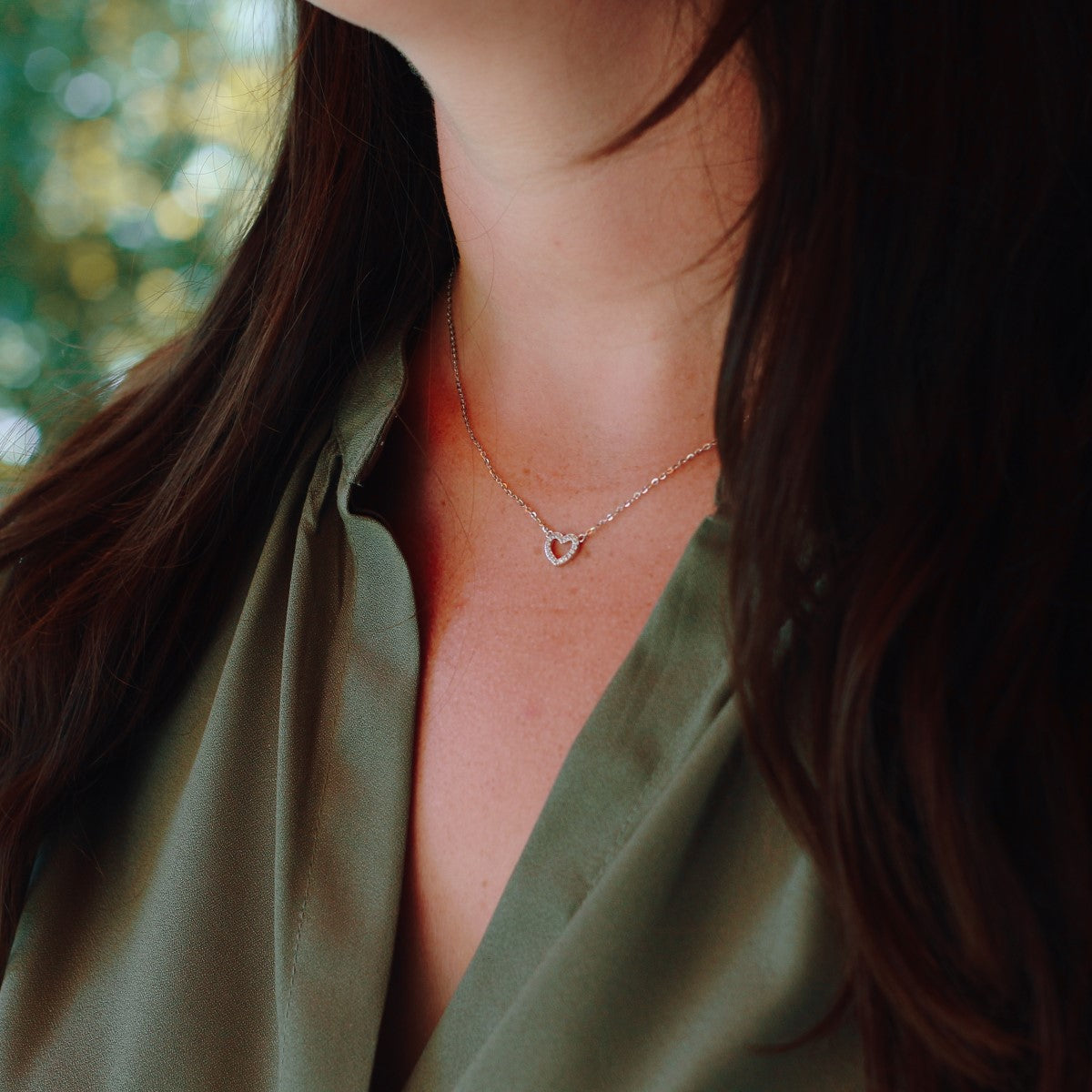 Herz-Kette aus 925 Silber mit Zirkonia
