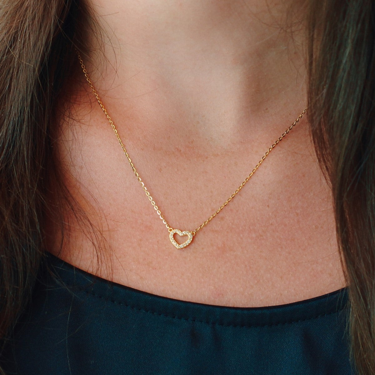 Vergoldete Herz-Kette aus 925 Silber mit Zirkonia – Pure Heart von ZILVOR
