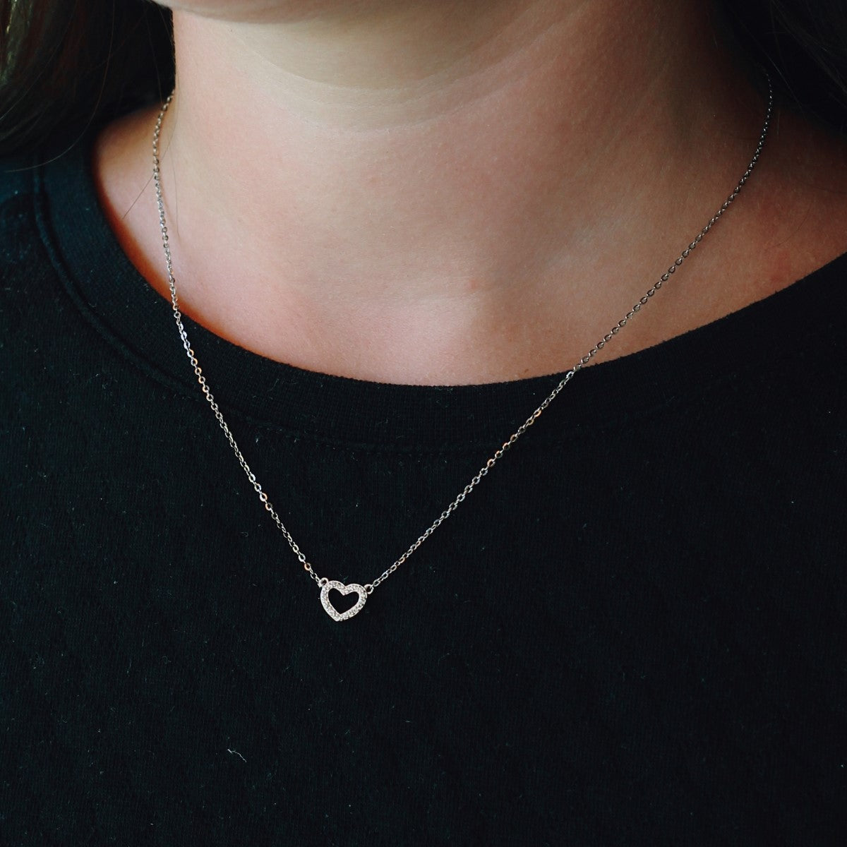 Herz-Kette aus 925 Silber mit Zirkonia